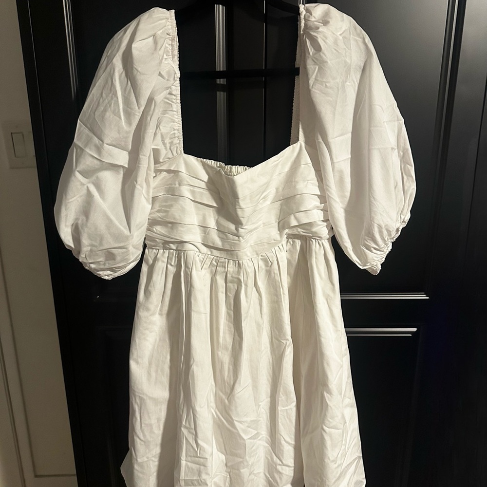 Abercrombie & Fitch Emerson White Mini Dress with Puff Sleeves - Picture 5 of 7